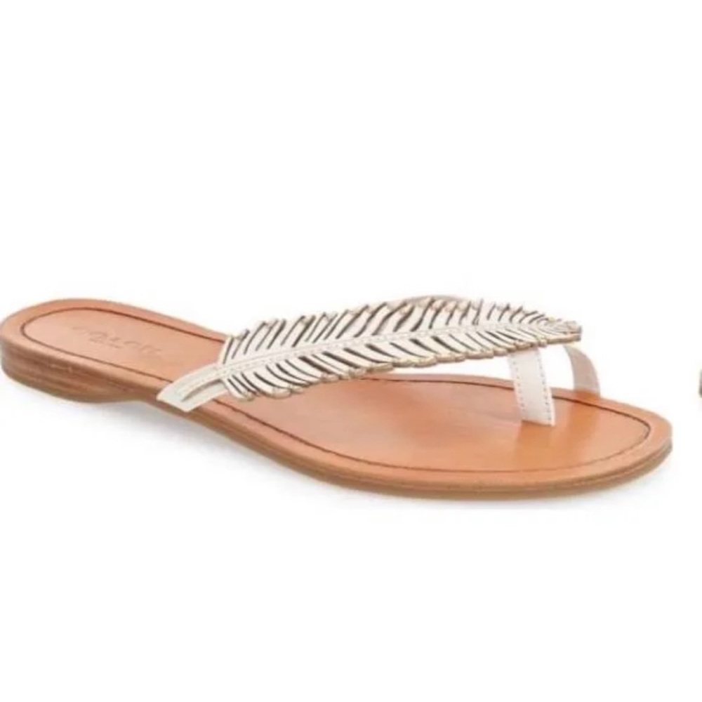 Coach White Feather Flat Sandal NWOT